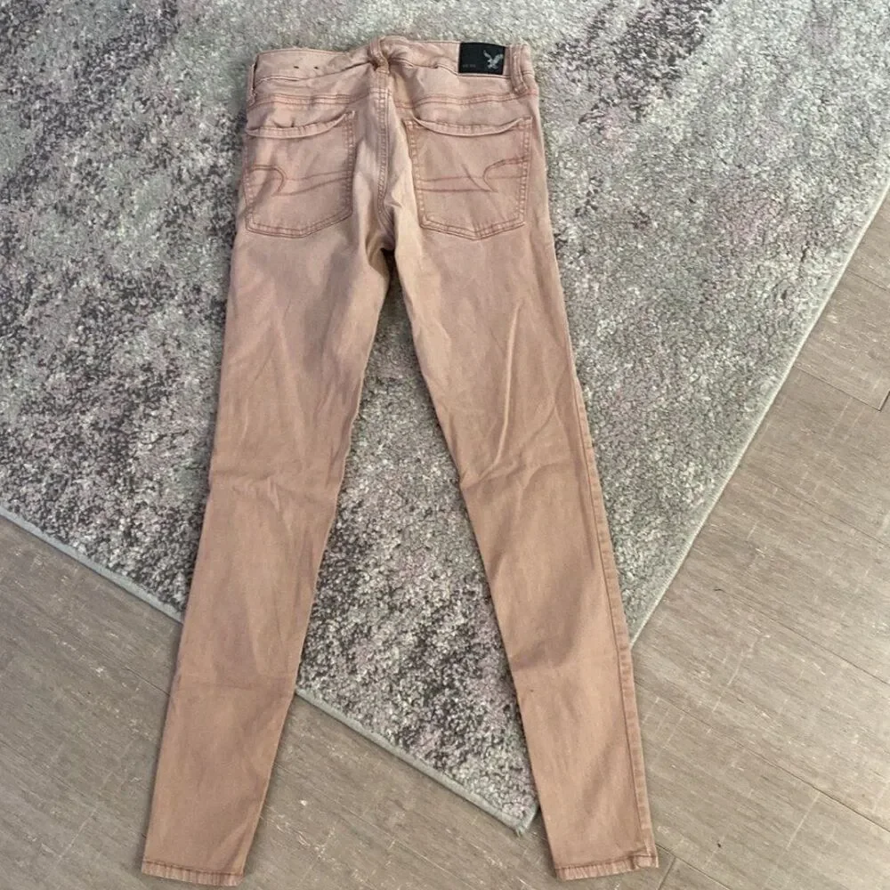 American Eagle AEO Junior Super Stretch Sateen Jegging Rose Pink Jeans Sz 2R